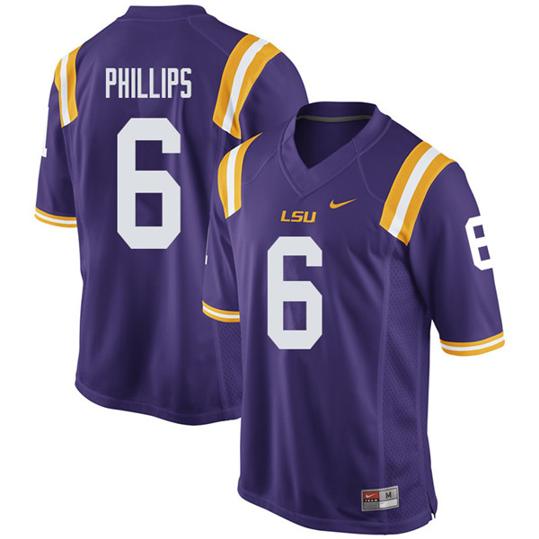 Men #6 Jacob Phillips LSU Tigers College Football Jerseys Sale-Purple